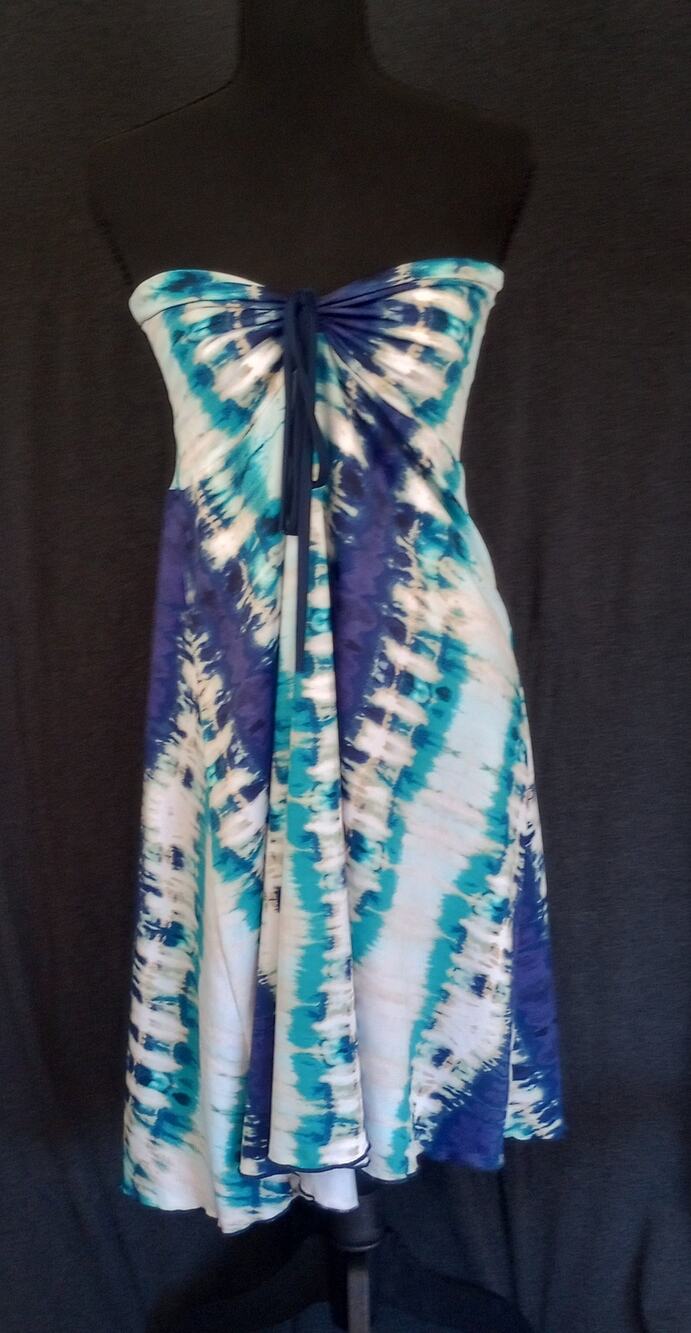 Colada Sleeveless Tie‑Dye Dress Women’s Size M Blue Turquoise Boho Style